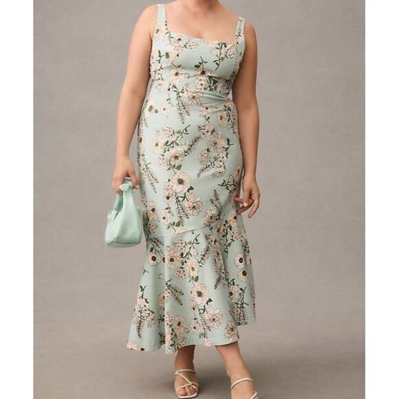 Anthropologie The Ariana Square-Neck Asymmetrical Ruffle-Hem Dress Plus Size 3X - Picture 1 of 17